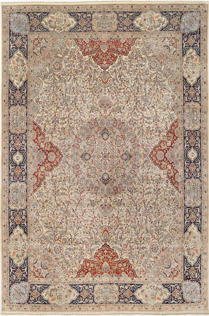 Hand Knotted Masterpiece Persian Tabriz Fine Wool & Silk Rug 12' 10" x 19' 6" - No. AT27948