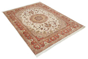 Hand Knotted Masterpiece Persian Tabriz Fine Wool & Silk Rug 5' 0" x 6' 8" - No. AT34741