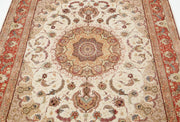 Hand Knotted Masterpiece Persian Tabriz Fine Wool & Silk Rug 5' 0" x 6' 8" - No. AT34741