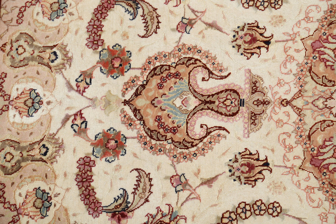 Hand Knotted Masterpiece Persian Tabriz Fine Wool & Silk Rug 5' 0" x 6' 8" - No. AT34741