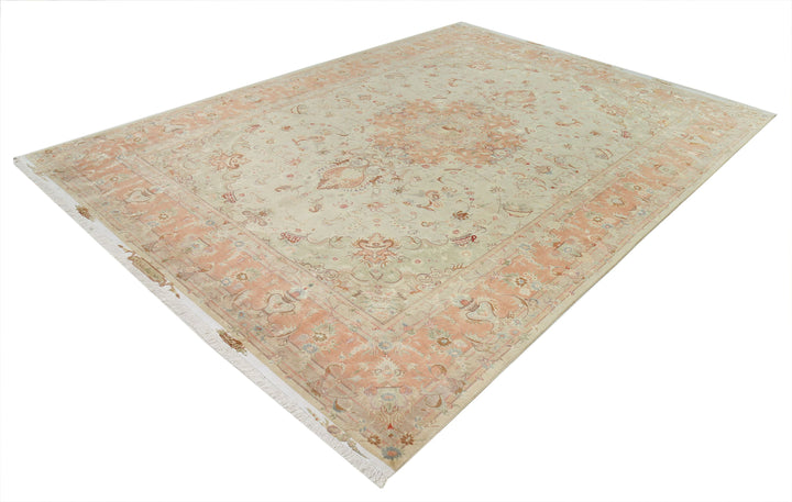 Hand Knotted Masterpiece Persian Tabriz Fine Wool & Silk Rug 8' 1" x 11' 8" - No. AT89927