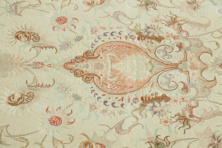 Hand Knotted Masterpiece Persian Tabriz Fine Wool & Silk Rug 8' 1" x 11' 8" - No. AT89927