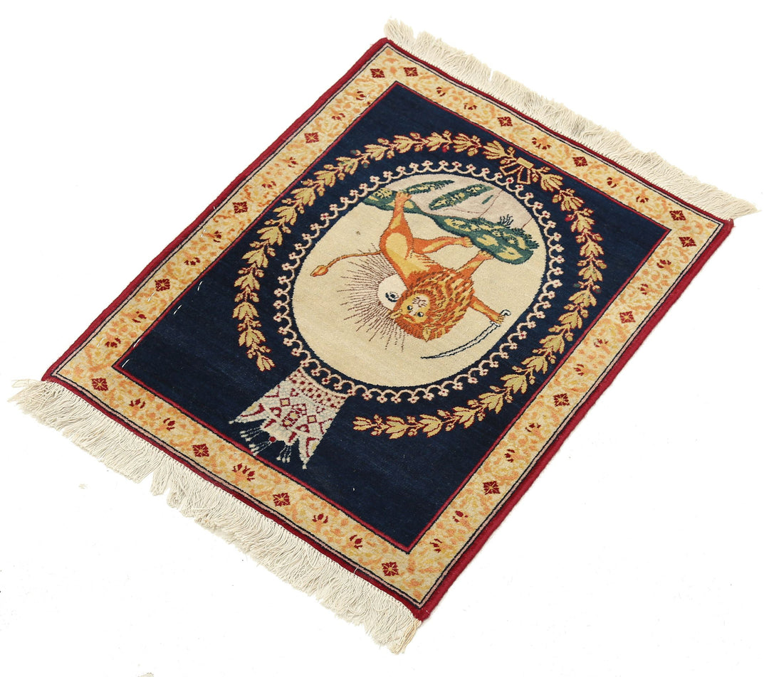 Hand Knotted Antique Masterpiece Persian Tabriz Fine Wool Rug 1' 5" x 1' 9" - No. AT32145