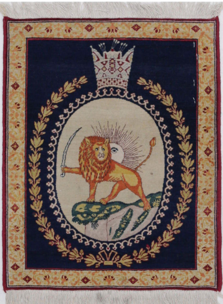 Hand Knotted Antique Masterpiece Persian Tabriz Fine Wool Rug 1' 5" x 1' 9" - No. AT32145