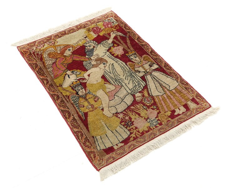 Hand Knotted Antique Masterpiece Persian Tabriz Fine Wool Rug 1' 10" x 2' 6" - No. AT96471