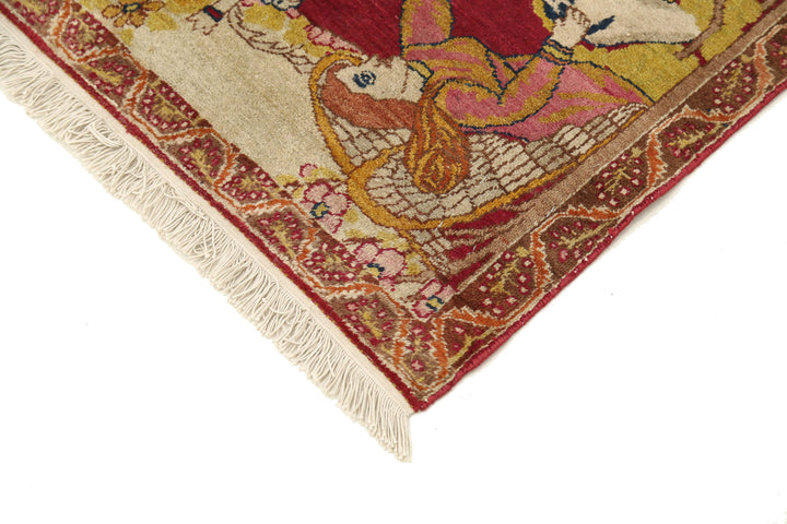 Hand Knotted Antique Masterpiece Persian Tabriz Fine Wool Rug 1' 10" x 2' 6" - No. AT96471