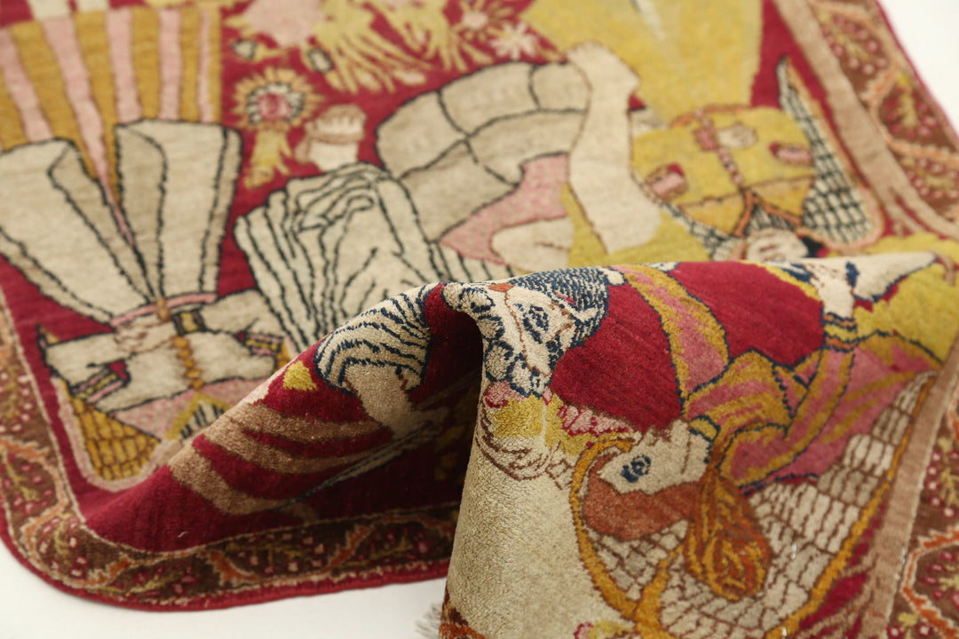 Hand Knotted Antique Masterpiece Persian Tabriz Fine Wool Rug 1' 10" x 2' 6" - No. AT96471