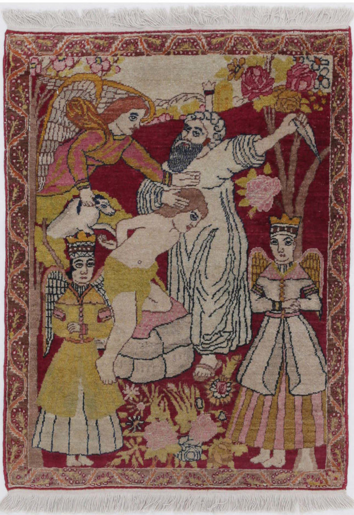 Hand Knotted Antique Masterpiece Persian Tabriz Fine Wool Rug 1' 10" x 2' 6" - No. AT96471