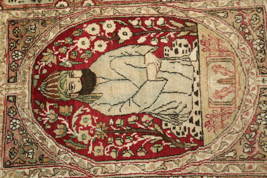 Hand Knotted Antique Masterpiece Persian Tabriz Fine Wool Rug 2' 0" x 2' 9" - No. AT32219