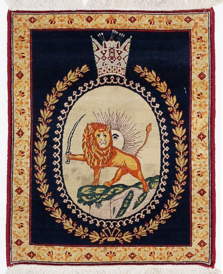 Hand Knotted Antique Masterpiece Persian Tabriz Fine Wool Rug 1' 5" x 1' 9" - No. AT22272