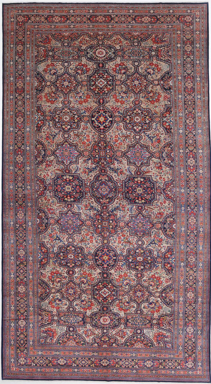 Hand Knotted Antique Masterpiece Persian Tabriz Fine Wool Rug 10' 10" x 20' 7" - No. AT88502