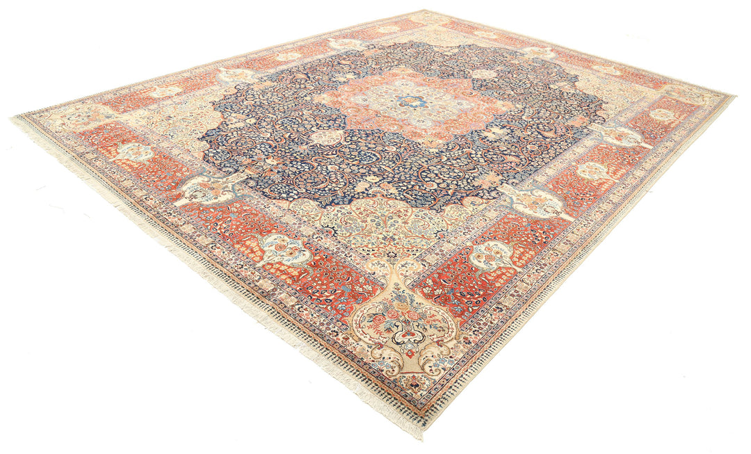 Hand Knotted Antique Masterpiece Persian Tabriz Fine Wool Rug 10' 4" x 13' 8" - No. AT61198