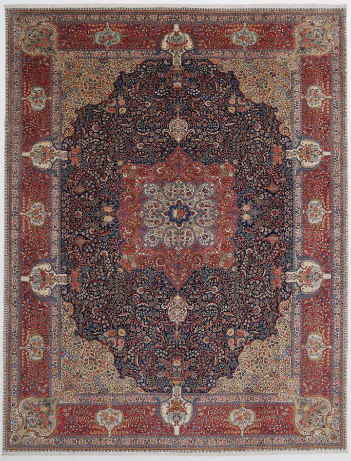Hand Knotted Antique Masterpiece Persian Tabriz Fine Wool Rug 10' 4" x 13' 8" - No. AT61198