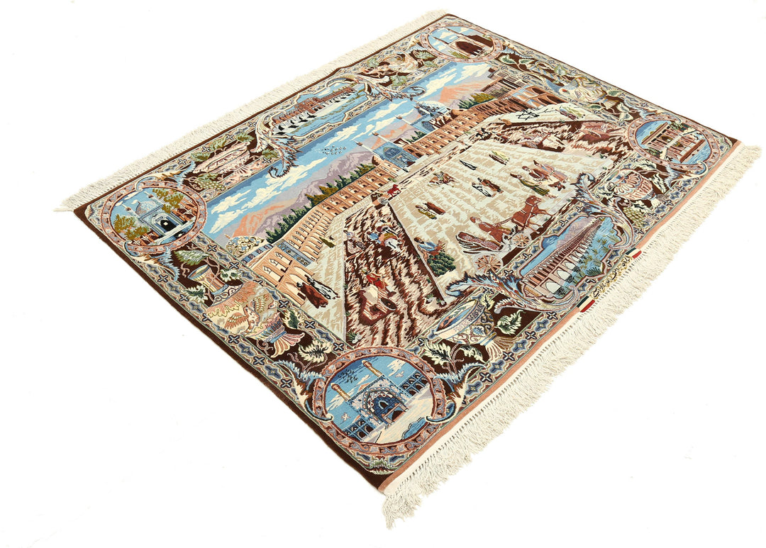 Hand Knotted Masterpiece Persian Tabriz Fine Wool Rug 5' 3" x 3' 11" - No. AT29502