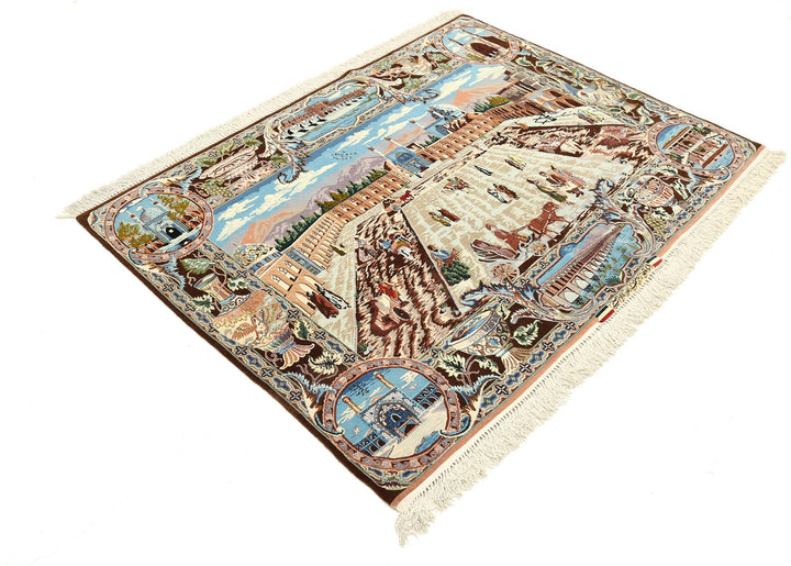 Hand Knotted Masterpiece Persian Tabriz Fine Wool Rug 5' 3" x 3' 11" - No. AT29502