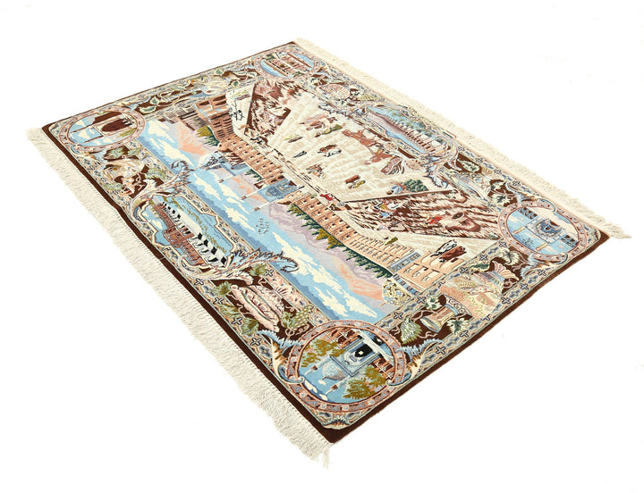 Hand Knotted Masterpiece Persian Tabriz Fine Wool Rug 5' 3" x 3' 11" - No. AT29502