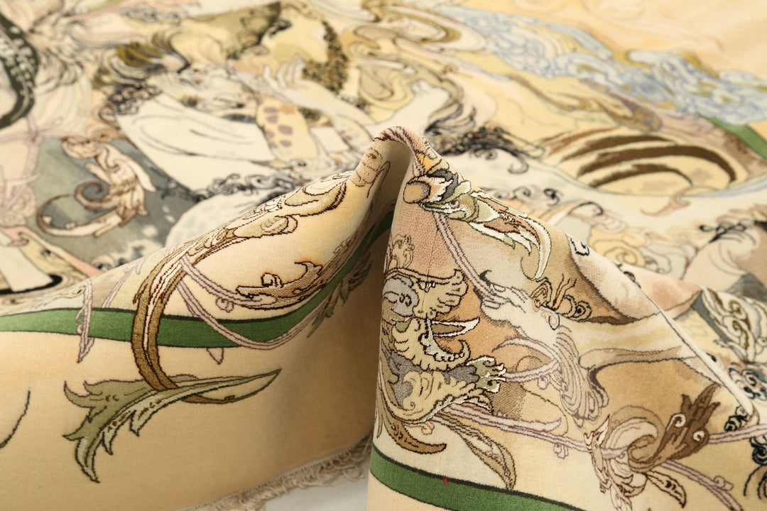 Hand Knotted Masterpiece Persian Tabriz Fine Wool Rug 6' 4" x 4' 7" - No. AT38057