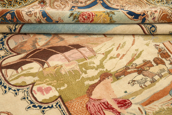 Hand Knotted Antique Masterpiece Persian Tabriz Wool Rug 5' 10" x 8' 9" - No. AT15394