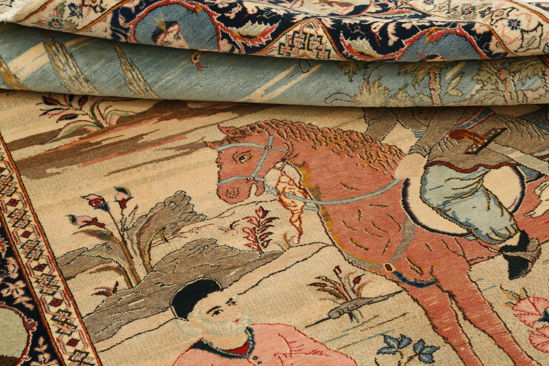 Hand Knotted Antique Masterpiece Persian Tabriz Fine Wool Rug 4' 8" x 6' 7" - No. AT25207