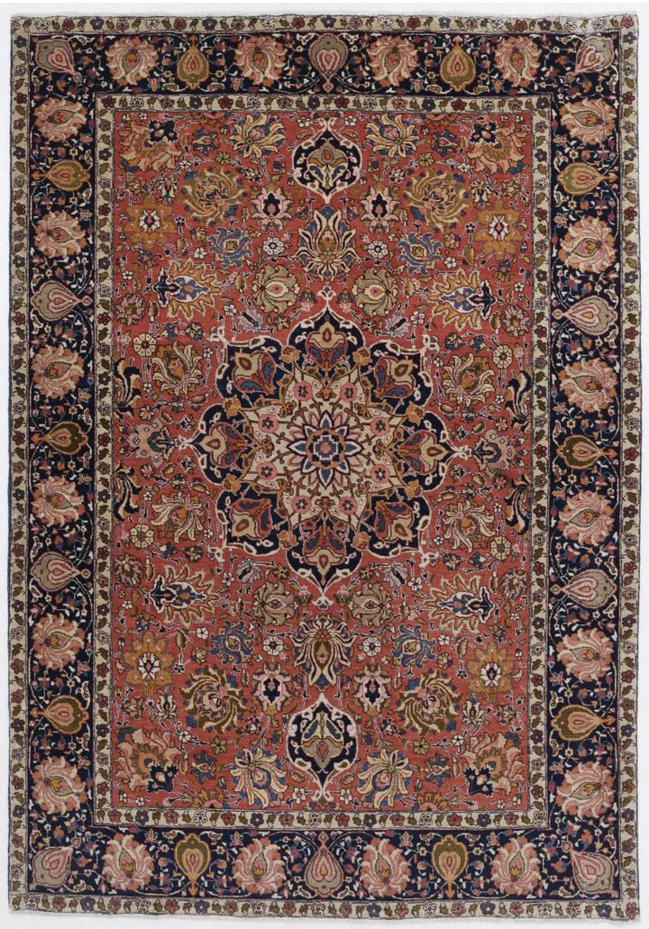 Hand Knotted Antique Masterpiece Persian Tabriz Fine Wool Rug 4' 6" x 6' 7" - No. AT16404