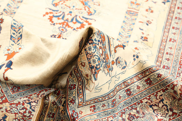 Hand Knotted Antique Masterpiece Persian Haji Jalili Silk Rug 4' 2" x 6' 5" - No. AT41338