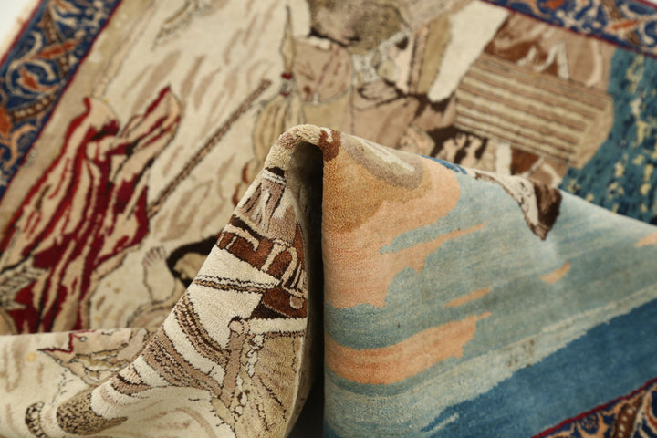 Hand Knotted Antique Masterpiece Persian Tabriz Fine Wool Rug 3' 8" x 2' 10" - No. AT73968