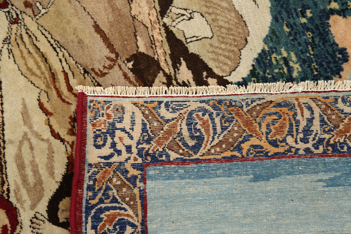 Hand Knotted Antique Masterpiece Persian Tabriz Fine Wool Rug 3' 8" x 2' 10" - No. AT73968