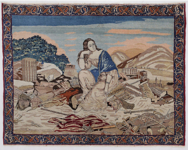 Hand Knotted Antique Masterpiece Persian Tabriz Fine Wool Rug 3' 8" x 2' 10" - No. AT73968