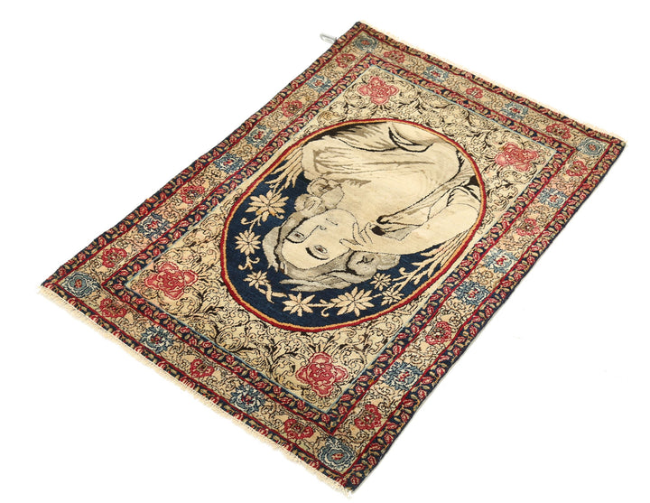 Hand Knotted Antique Masterpiece Persian Tabriz Fine Wool Rug 1' 11" x 2' 10" - No. AT32396