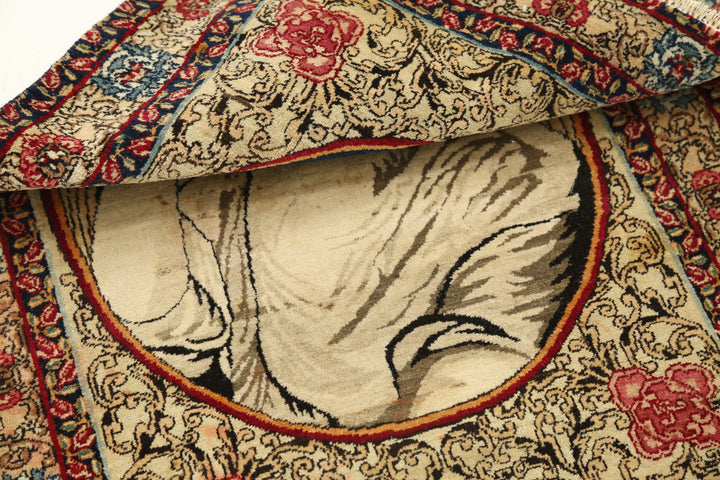 Hand Knotted Antique Masterpiece Persian Tabriz Fine Wool Rug 1' 11" x 2' 10" - No. AT32396