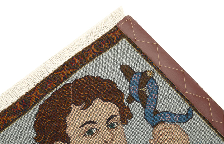 Hand Knotted Masterpiece Persian Tabriz Fine Wool Rug 1' 6" x 1' 10" - No. AT66602