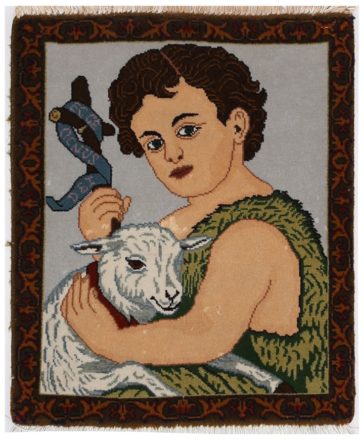 Hand Knotted Masterpiece Persian Tabriz Fine Wool Rug 1' 6" x 1' 10" - No. AT66602