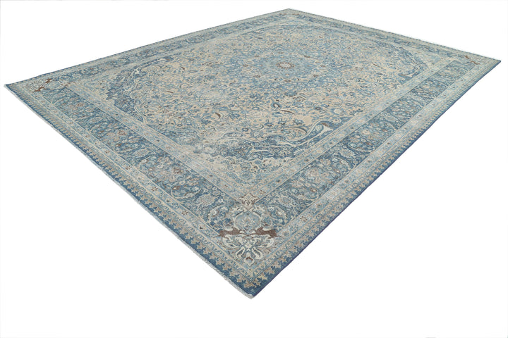 Hand Knotted Antique Persian Tabriz Wool Rug 11' 1" x 14' 9" - No. AT30440