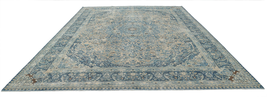 Hand Knotted Antique Persian Tabriz Wool Rug 11' 1" x 14' 9" - No. AT30440