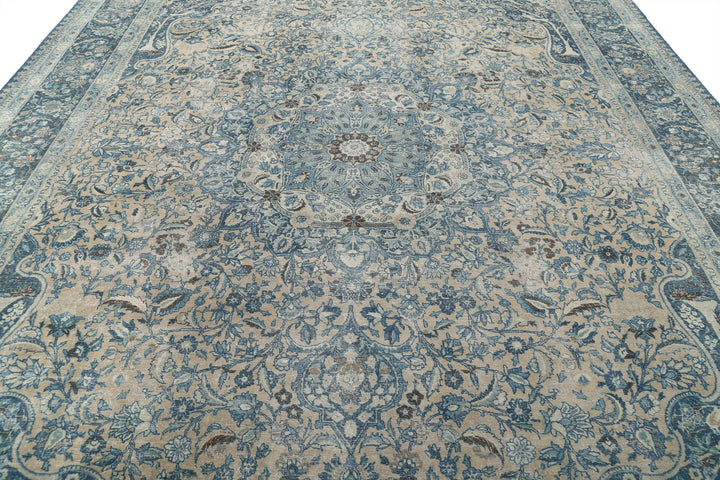 Hand Knotted Antique Persian Tabriz Wool Rug 11' 1" x 14' 9" - No. AT30440