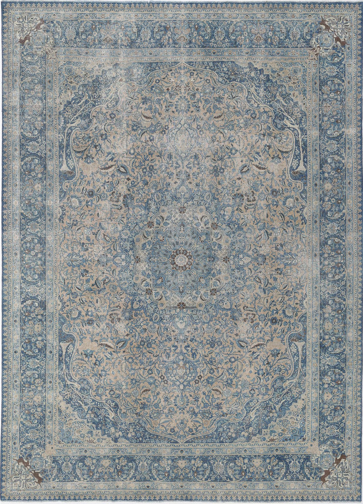 Hand Knotted Antique Persian Tabriz Wool Rug 11' 1" x 14' 9" - No. AT30440