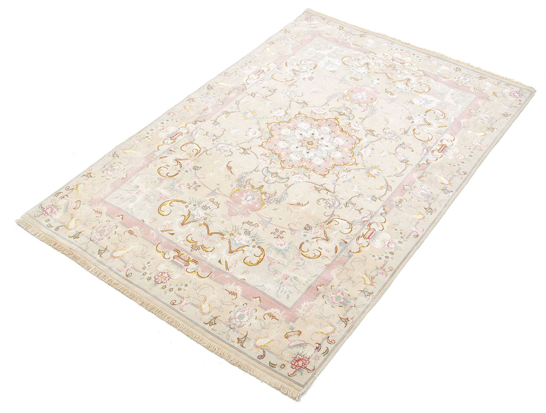 Hand Knotted Masterpiece Persian Tabriz Fine Wool & Silk Rug 3' 3" x 5' 0" - No. AT63955