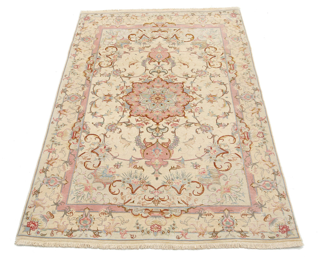 Hand Knotted Masterpiece Persian Tabriz Fine Wool & Silk Rug 3' 3" x 5' 0" - No. AT63955