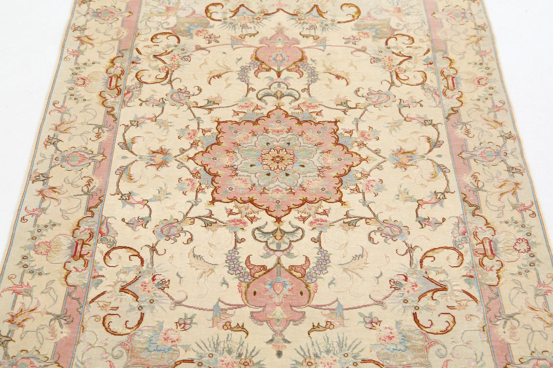 Hand Knotted Masterpiece Persian Tabriz Fine Wool & Silk Rug 3' 3" x 5' 0" - No. AT63955
