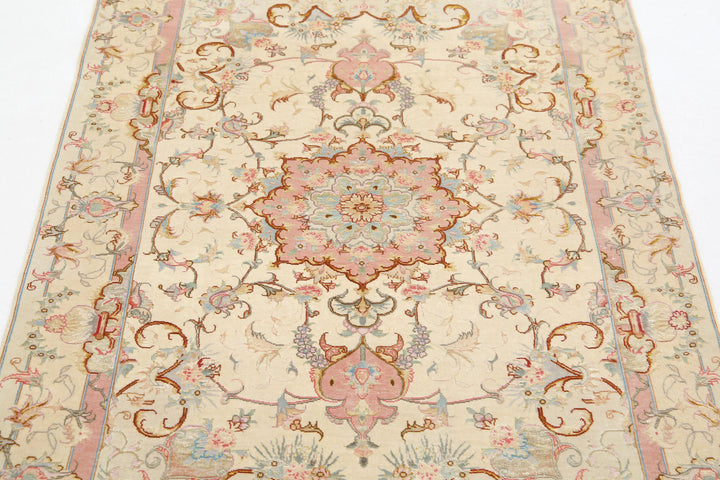 Hand Knotted Masterpiece Persian Tabriz Fine Wool & Silk Rug 3' 3" x 5' 0" - No. AT63955