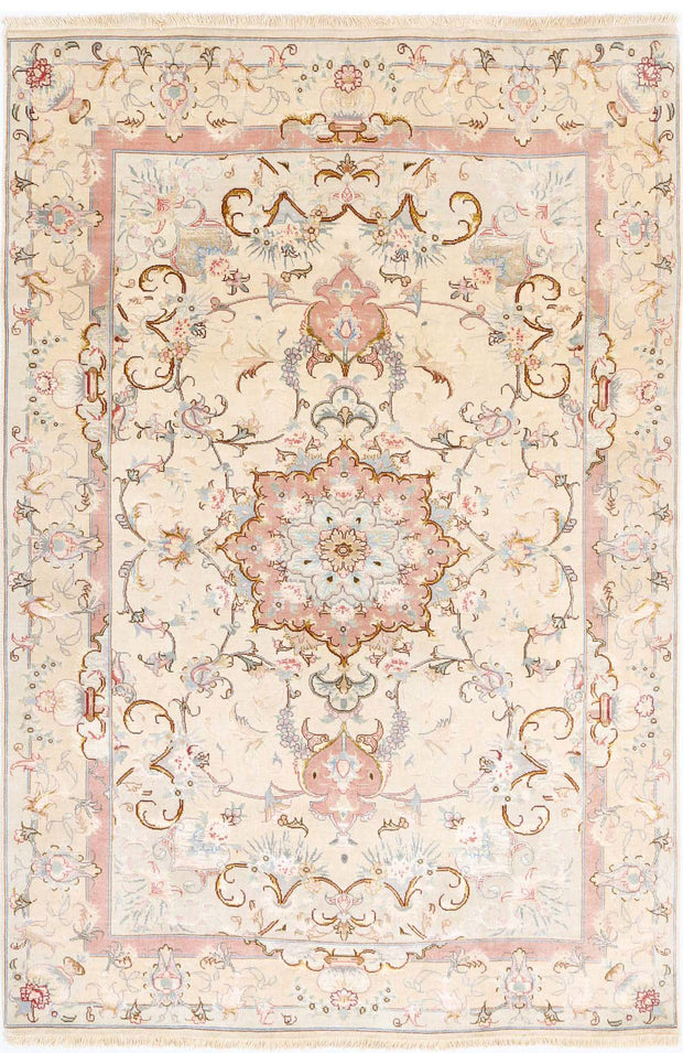 Hand Knotted Masterpiece Persian Tabriz Fine Wool & Silk Rug 3' 3" x 5' 0" - No. AT63955