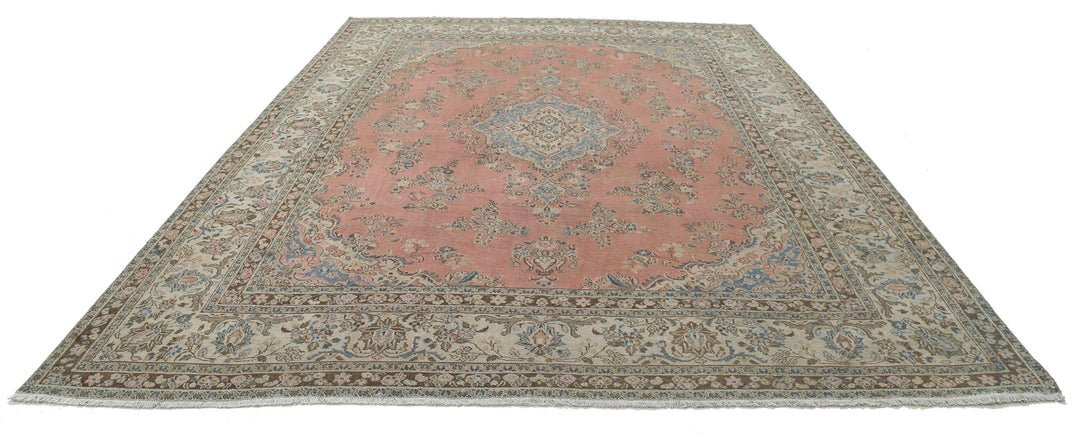 Hand Knotted Vintage Persian Tabriz Wool Rug 10' 0" x 13' 8" - No. AT80987