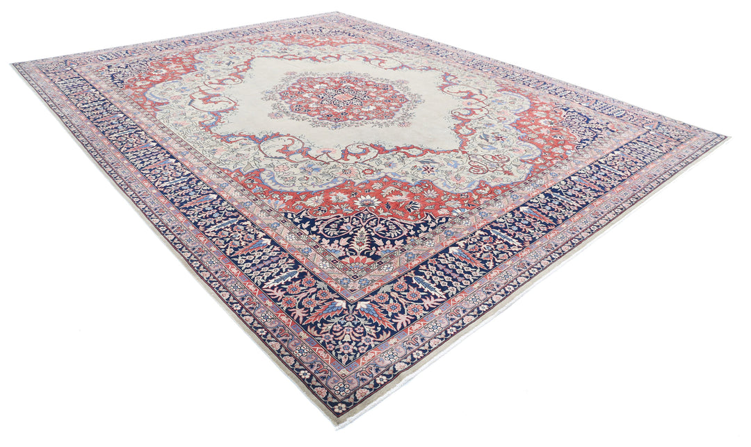 Hand Knotted Antique Persian Tabriz Wool Rug 11' 7" x 14' 5" - No. AT81035