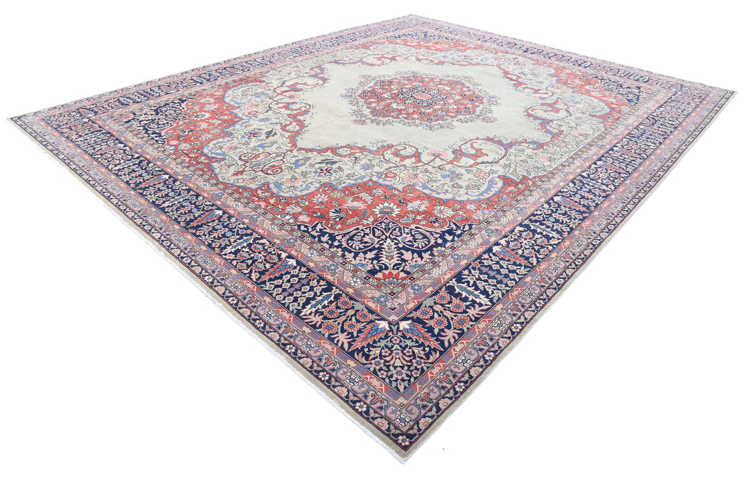Hand Knotted Antique Persian Tabriz Wool Rug 11' 7" x 14' 5" - No. AT81035