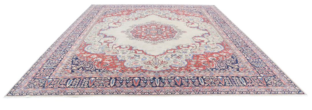 Hand Knotted Antique Persian Tabriz Wool Rug 11' 7" x 14' 5" - No. AT81035