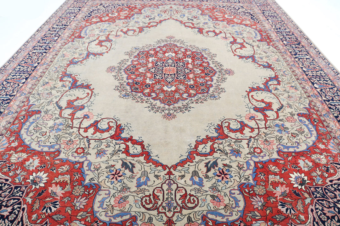 Hand Knotted Antique Persian Tabriz Wool Rug 11' 7" x 14' 5" - No. AT81035