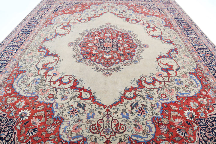 Hand Knotted Antique Persian Tabriz Wool Rug 11' 7" x 14' 5" - No. AT81035