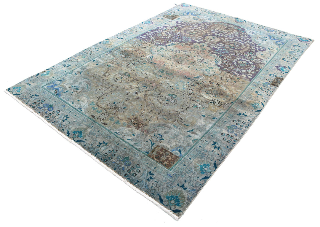 Hand Knotted Vintage Persian Tabriz Wool Rug 6' 0" x 8' 11" - No. AT75570