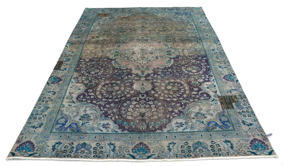 Hand Knotted Vintage Persian Tabriz Wool Rug 6' 0" x 8' 11" - No. AT75570