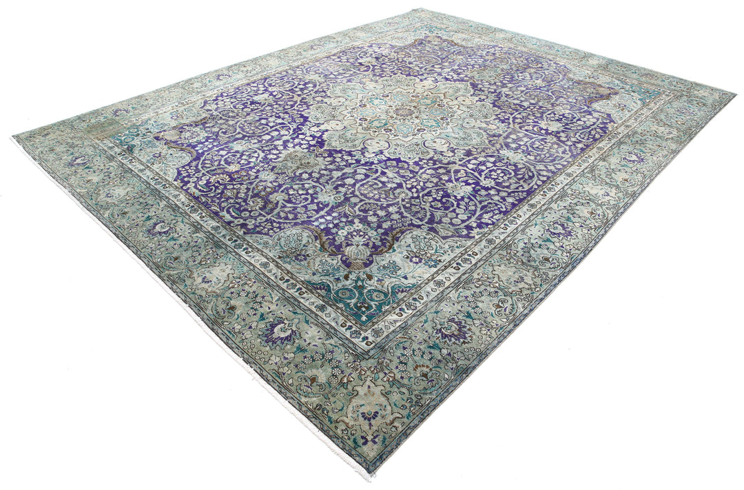 Hand Knotted Vintage Persian Tabriz Wool Rug 9' 6" x 12' 5" - No. AT34665